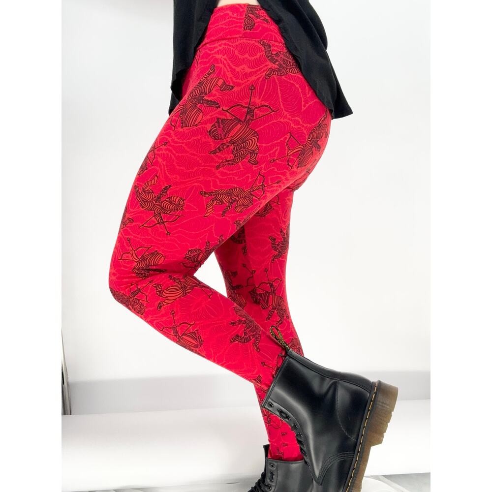 LuLaRoe Red Black Cupid Leggings